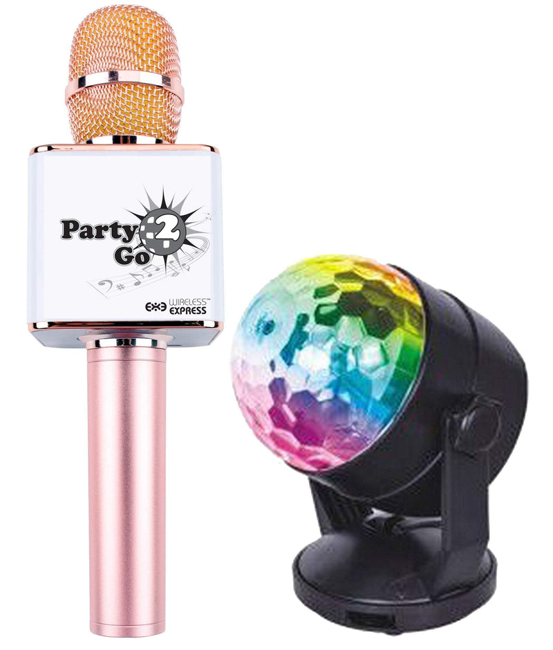 Party2Go Bluetooth Karaoke Microphone and Disco Ball Set (Pink)
