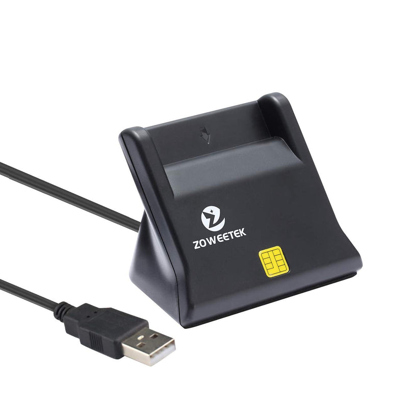 ZOWEETEK CAC Reader, CAC Card Reader Military, DOD Military USB Common Access CAC Smart Card Reader, Compatible with Windows, Mac OS and Linux Black
