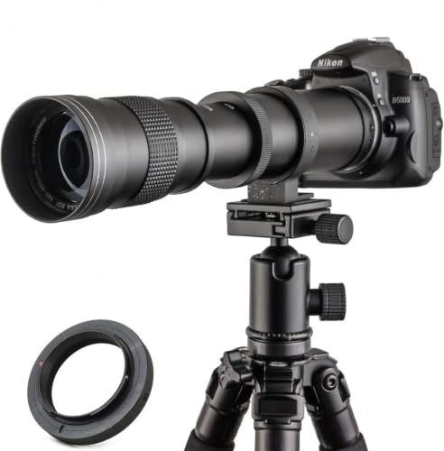 JINTU EF/EF-S 420-800mm F8.3 Telephoto Zoom Lens(MF) + T-Mount for Nikon D5600 D5500 D5200 D90 D7500 D3400 D80 D5000 D7200 D750 D850 D3300 D5300 D610 D7100