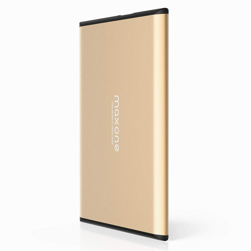 Maxone 500GB Ultra Slim Portable External Hard Drive HDD USB 3.0 for PC, Mac, Laptop, PS4, Xbox one - Gold