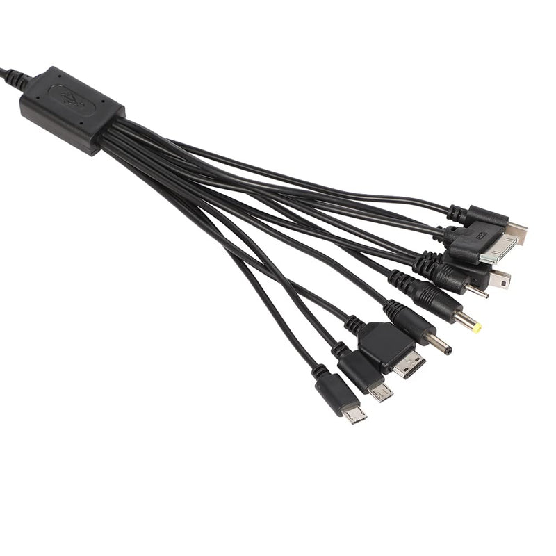 10 in 1 Universal Multifunctional Charging Cable for Many Adapters Compatible with Samsung LG Huawei ZTE and Sony Ericsson Nokia PSP, USB Charging Cable Fit Cell Mobile Phone Black