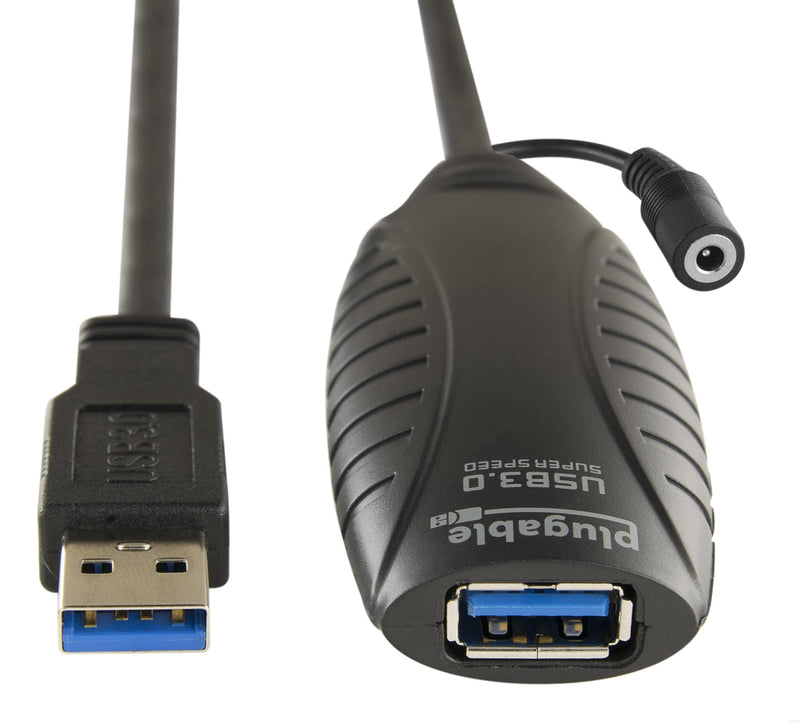Plugable 10 Meter (32 Foot) USB 3.0 Active Extension Cable with AC Power Adapter and Back-Voltage Protection