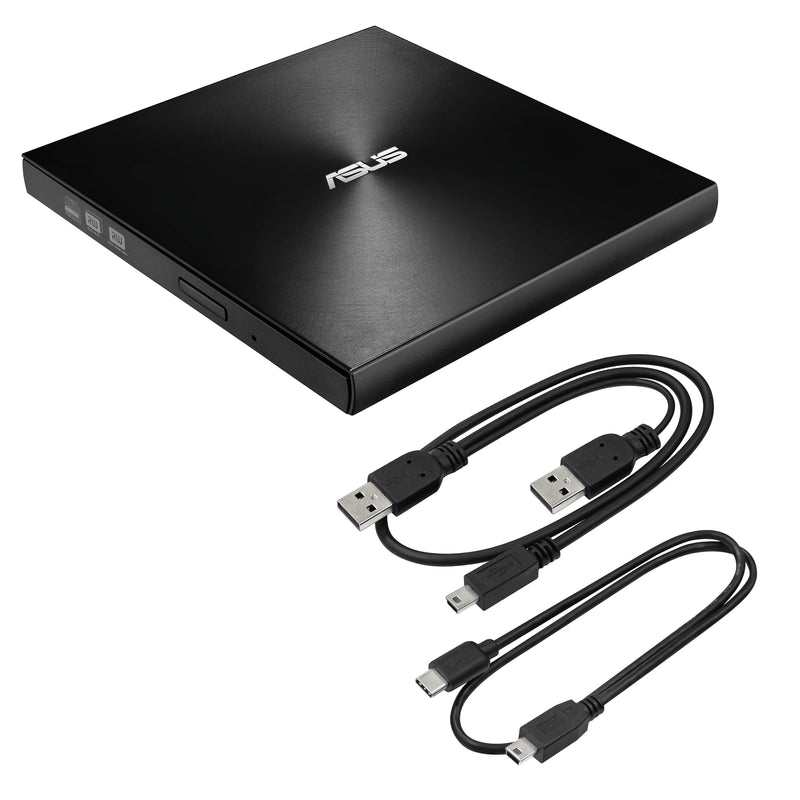 ASUS ZenDrive Black 13mm External 8X DVD/Burner Drive +/-RW with M-Disc Support, Compatible with Both Mac & Windows and Nero BackItUp for Android Devices (USB 2.0 & Type-C Cables Included) ZenDrive Silver USB 2.0 + Type C U9M|Black