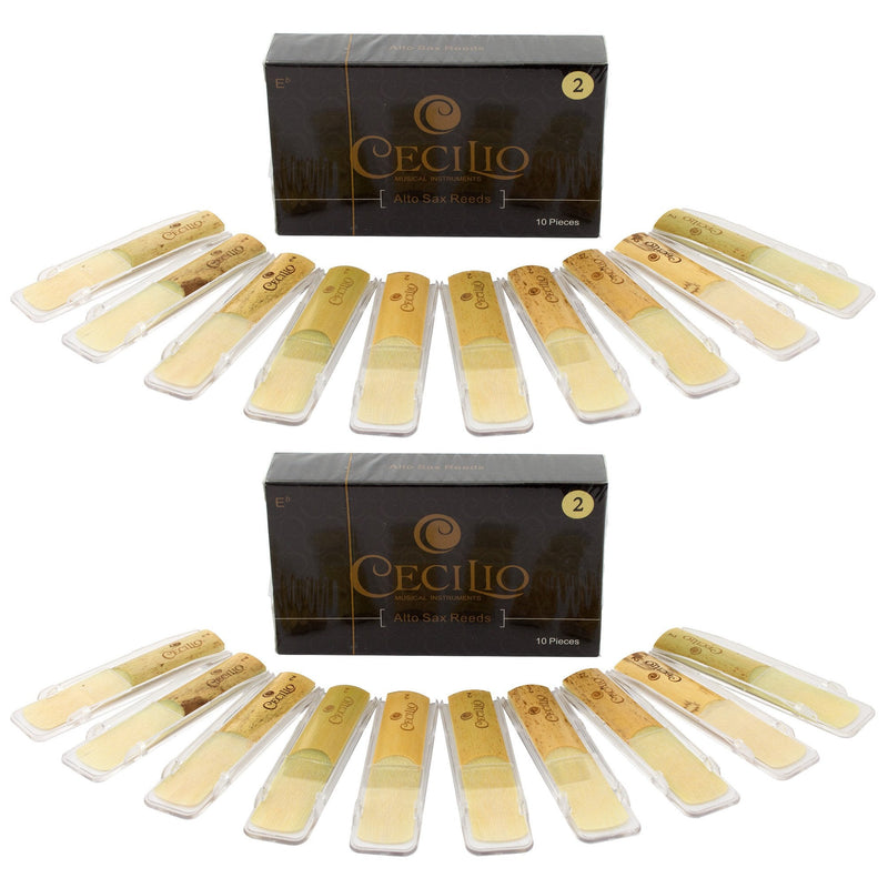 [AUSTRALIA] - Cecilio Alto Saxophone Reeds - TWO 10-Pack with Individual Plastic Cases - Strength 2.0 - Total of 20 Reeds 20 pack - Strength 2.0 