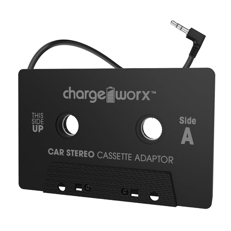 Chargeworx Car Cassette Adapter to 3.5mm Aux Plug|Connects Aux-Cord Compatible Smartphones, iPads, Laptops, CD Players to Tape Players|Stream Music, Audiobooks through Car Speakers Using Cassette Deck