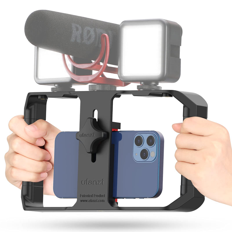 ULANZI U Rig Pro Smartphone Video Rig, Filmmaking Vlogging Case, Phone Video Stabilizer Grip Tripod Mount for Videomaker Film-Maker Video-grapher with Cold Shoe Mount for iPhone Samsung and More Black