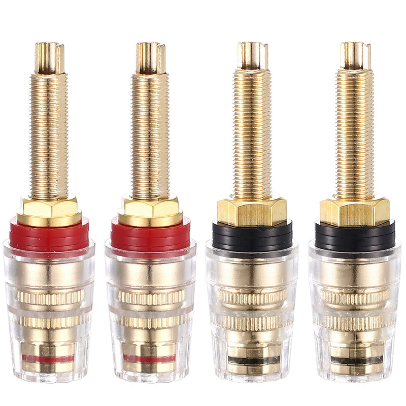 [AUSTRALIA] - Facmogu 4PCS Black & Red Heavy Duty 5-Way Binding Post Banana Jacks 4mm, 24K Gold Plated Sold Brass Insulated Binding Post Banana Plugs, Speaker Amplifier Bindling Post Terminals - Long Large-Long 