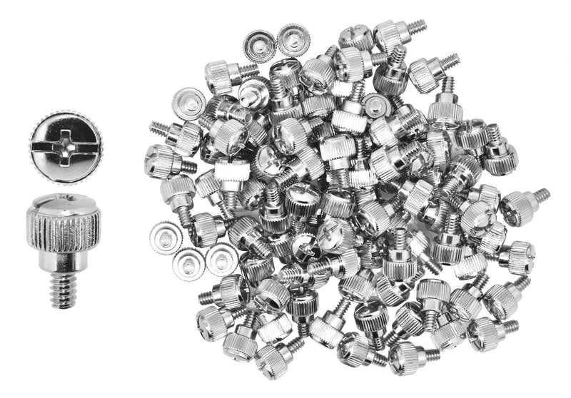Mudra Crafts Silver Desktop PC Computer Building Case 6-32 Repair Mounting Thumb Screw Assortment Kit, 100 PCs Silver Chrome