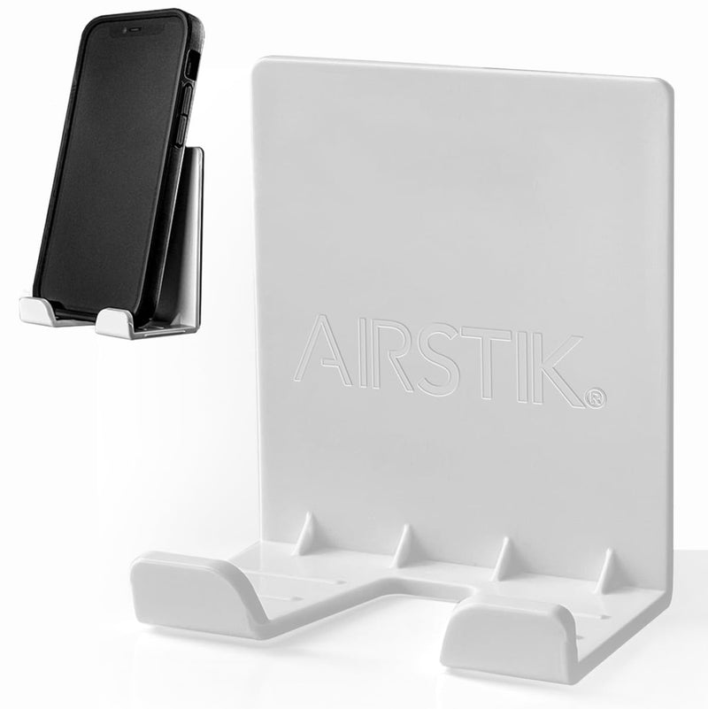 AIRSTIK Cradle Glass Mount Phone Holder Reusable TikTok Facetime Compatible with iPhone iPad Cell Phone for Bathroom Kitchen Shower Dorm Office Made in USA Glass, Mirrors, Windows (White) White