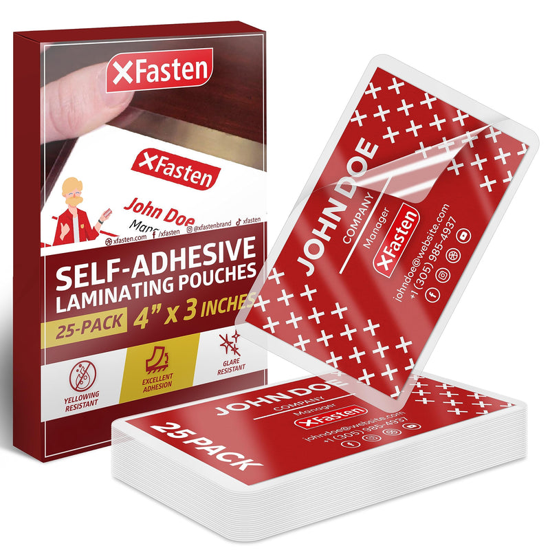 XFasten Self-Sealing Laminating Pouches Business Card Size, 9.5 Mil and Hard Self Laminating Business Cards Pouch (Pack of 25) Pack of 25