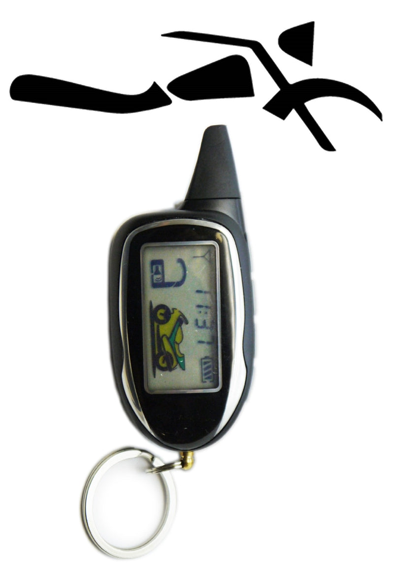 Sykik Rider 2-Way Motorcycle Alarm with LCD Pager Remote, Remote Engine Start and Shut Off, with Motion, Sensor, tilt Sensor and Shock Sensor. with one Year SYKIK Warranty