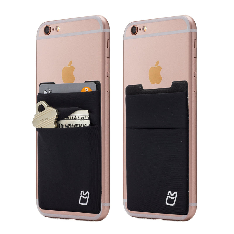 Wallet | Card and Money Holder for Cell Phone | Sticks On Case (Black 2) Black 2