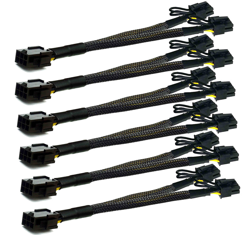 PCI-e 6 Pin to Dual PCIe 8(6+2) Pin Graphics Card PCI Express Power Adapter GPU VGA Y-Splitter Extension Cable Mining Video Card Sleeved Power Splitter 9 inches 18 AWG 6 Pack + Bonus TeamProfitcom