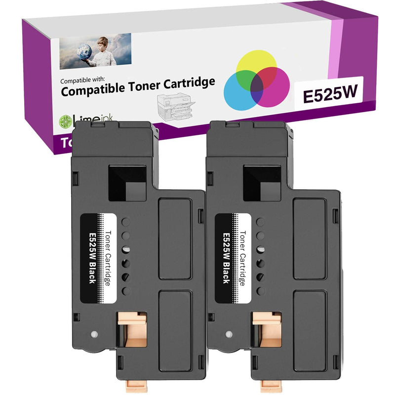 Limeink 2 Black Compatible High Yield Laser Toner Cartridges Replacement for Dell E525W 525W E525 525 H3M8P DPV4T Compatible with Dell E525W, E525DW Color Laser Printers Ink
