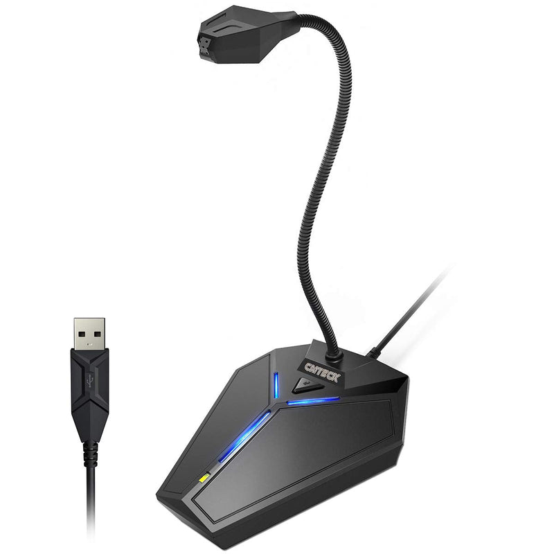 [AUSTRALIA] - USB Computer Microphone, Plug &Play Desktop Omnidirectional Condenser PC Laptop Mic, Mute Button with LED Indicator, Compatible with Windows/Mac, Ideal for YouTube, Skype, Recording, Games(1.8m /6ft) 1-Black 