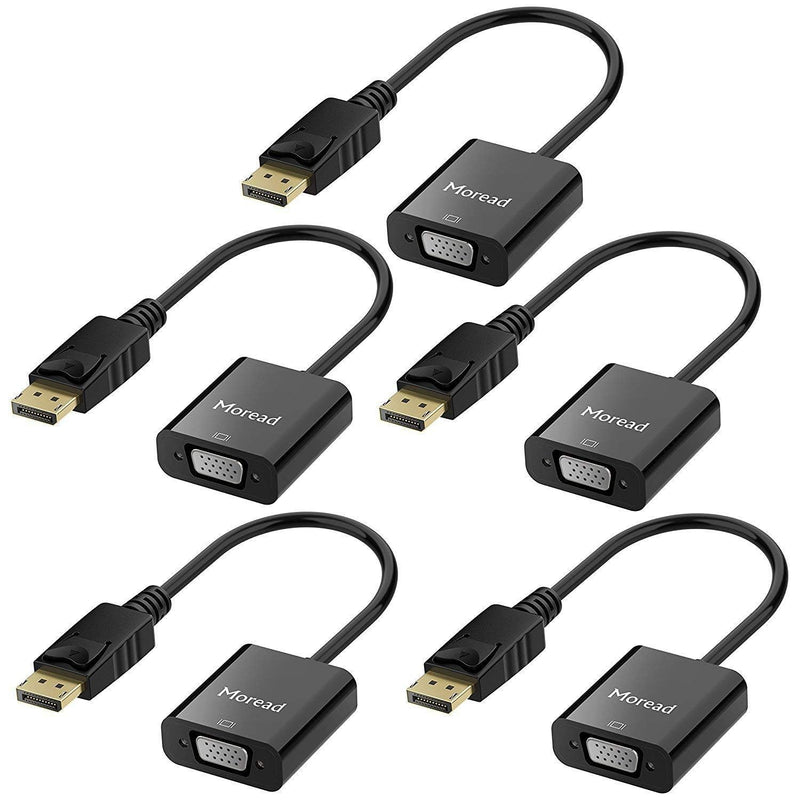 DisplayPort (DP) to VGA Adapter, 5 Pack, Gold-Plated Display Port to VGA Adapter (Male to Female) Compatible with Computer, Desktop, Laptop, PC, Monitor, Projector, HDTV - Black