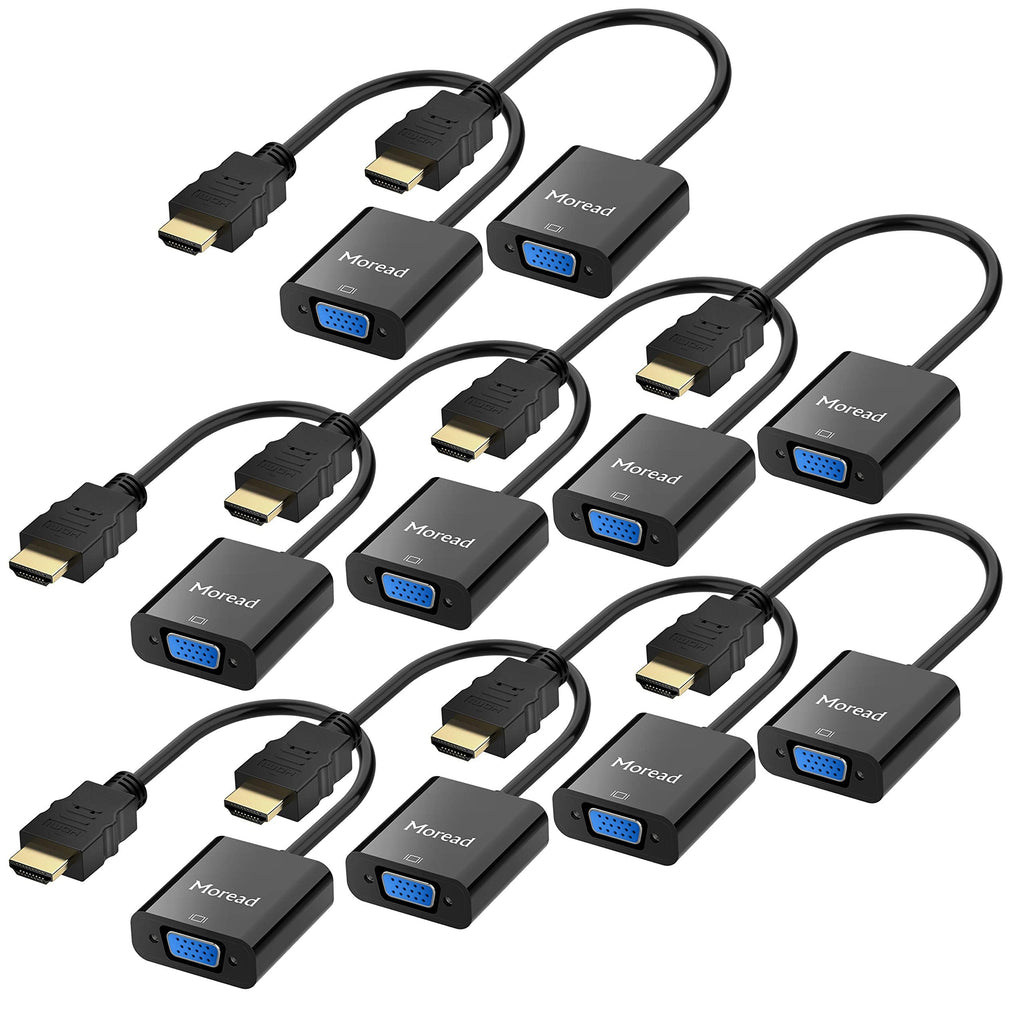 HDMI to VGA,10 Pack, Gold-Plated HDMI to VGA Adapter (Male to Female) for Computer, Desktop, Laptop, PC, Monitor, Projector, HDTV, Chromebook, Raspberry Pi, Roku, Xbox and More - Black 10