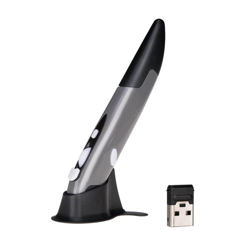 Wireless Optical Pocket Pen Mouse, Lychee 2.4GHZ USB Wireless Optical Pen Mouse 800/1200/1600 DPI Adjustable Handwriting Mini Air Mouse Mice for PC Laptop Notebook Computer Mac (Grey) Grey