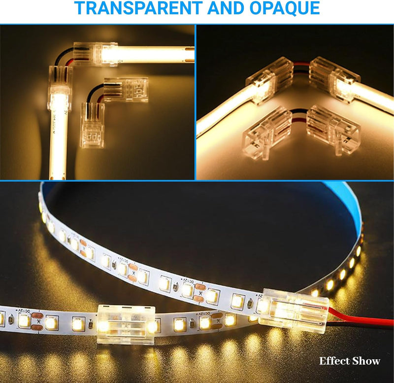[AUSTRALIA] - GooChan 2-Pin LED Connector for 8MM Wide Waterproof Single Color LED Strip Light- Strip to Wire Quick Connection 12pcs 2-pin Strip to Wire Connectors /Waterproof 