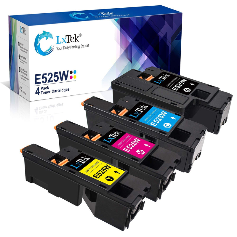 LxTek Compatible Toner Cartridge Replacement for Dell E525W E525 to use with E525W Color Laser Printer, 4 Pack (593-BBJX 593-BBJU 593-BBJV 593-BBJW)