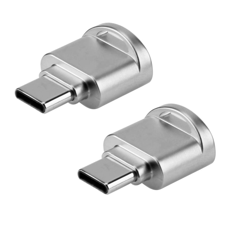 CY 2pcs USB Type C USB-C to Micro SD SDXC TF Card Reader Adapter for Laptop Cell Phone (2pcs/Set) silver