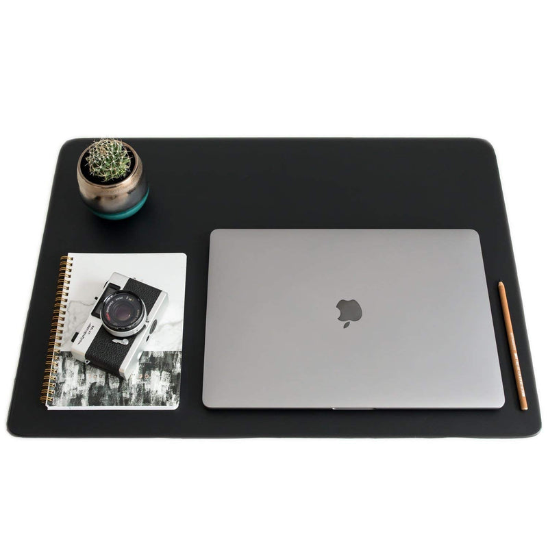 ZBRANDS // Leather Smooth Desk Mat Pad Blotter Protector 24" x 17", Midnight Black, Extended Non-Slip Rectangular, Laptop Keyboard Mouse Pad 24" x 17"