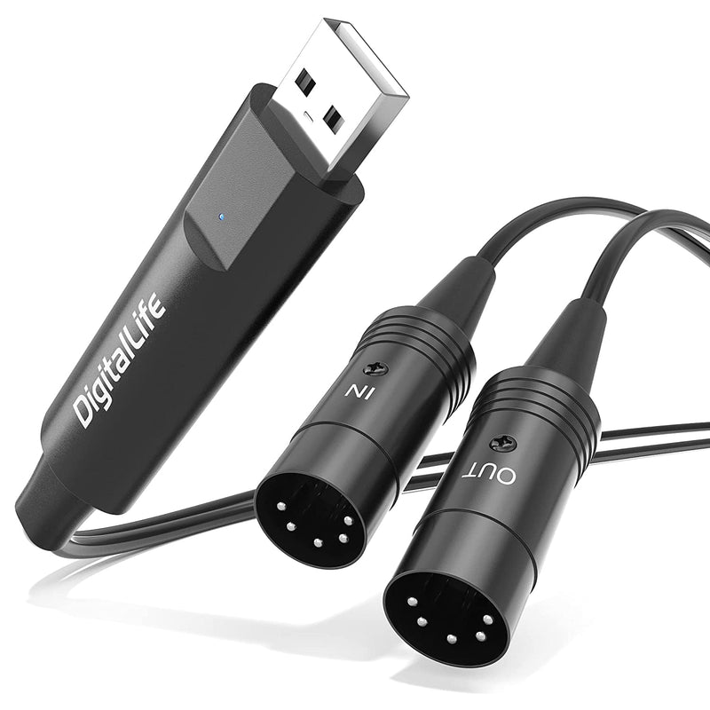 DigitalLife BM1001| USB Type-A to 5-PIN MIDI Interface Converter Adapter MIDI-SyncX5