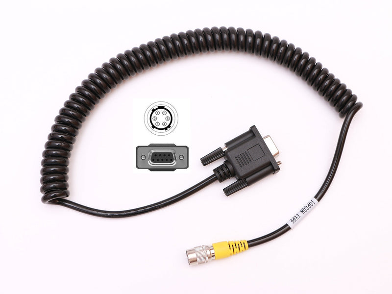 Data Cable DB9 COM to Male 6pin Hirose Plug Coiled Data Cable Strechable Wire Data Collactor Cord for SOKKIA,TOPCON Total Stations, TDS/Trimble, Carlson, Sokkia, XYZ, SMI Data Collecator