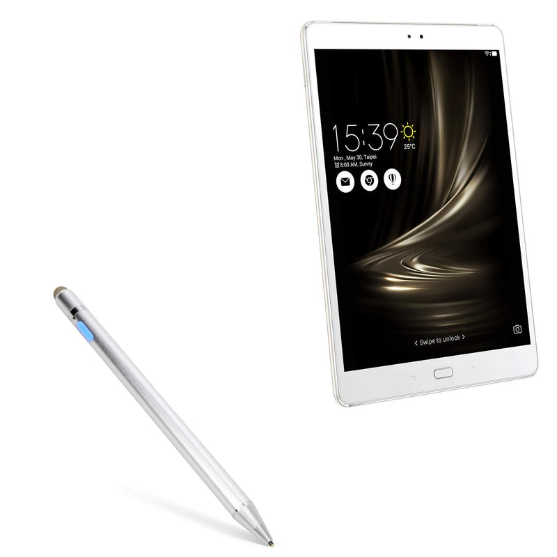 BoxWave Stylus Pen Compatible with ASUS ZenPad 3S 10 (Stylus Pen by BoxWave) - AccuPoint Active Stylus, Electronic Stylus with Ultra Fine Tip for ASUS ZenPad 3S 10 - Metallic Silver