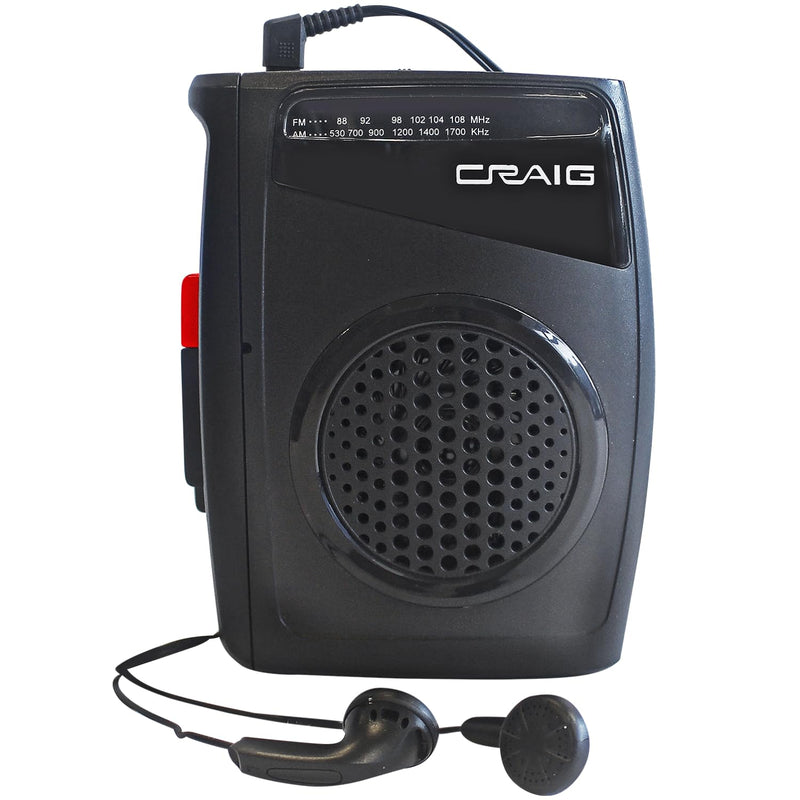 [AUSTRALIA] - Craig Stereo Cassette Player/Recorder with Earphones: Portable AM/FM Radio & One-Touch Recording System 