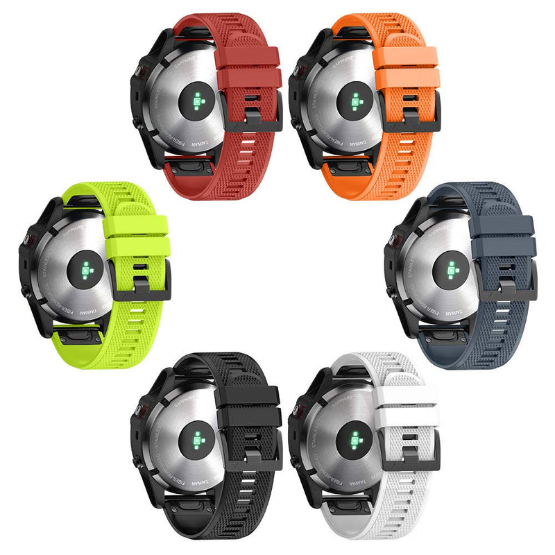 NotoCity Compatible Fenix 5X Band 26mm Width Soft Silicone Watch Strap for Fenix 8 Pro 47mm/8 51mm/Fenix 6X/Fenix 7X/Fenix 5X Plus/Fenix 6X Pro/Fenix 3/Fenix 3 HR/Tactix/Descent MK1/D2 Delta PX-6pcs Red+Slate+Black+Orange+White+Green