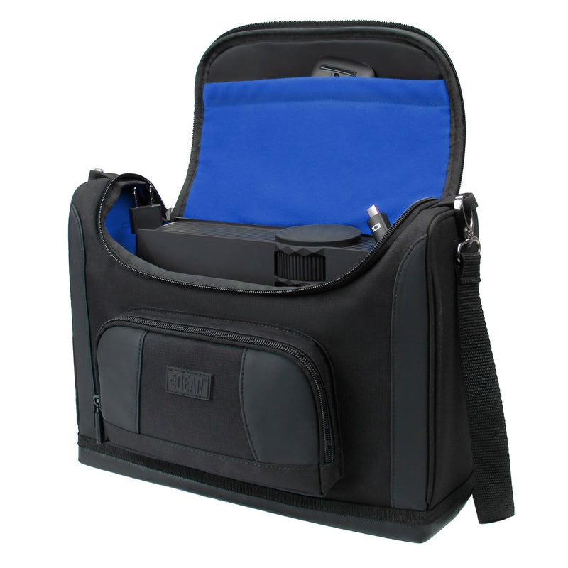 USA GEAR Mini Projector Case S7 Pro Portable Projector Bag Carrying Case with Accessory Storage - Compatible with Small LED Projectors from Vankyo, DR. J, AuKing, PVO, DBPOWER, CiBest (Blue) Black and Blue