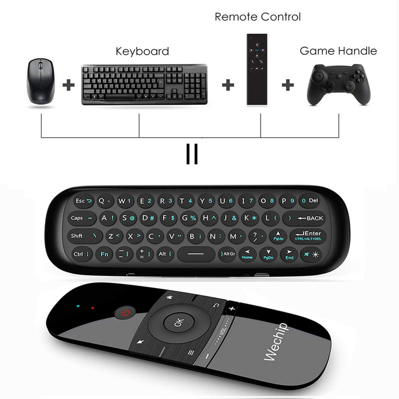 WeChip W1 Remote 2.4G Wireless Keyboard Multifunctional Remote Control for Nvidia Shield/Android TV Box/PC/Projector/HTPC/All-in-one PC Black