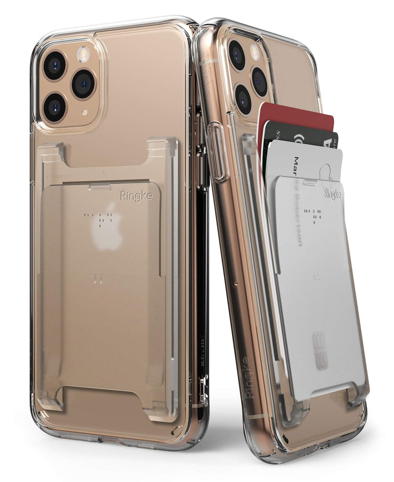 Ringke Slot Card Holder (2 Pack) Designed for Smartphones, Adhesive Stick On Wallet Case Minimalist Slim Hard Premium Credit Card Cash Sleeve - Clear Mist Clear Mist (2 Pack)