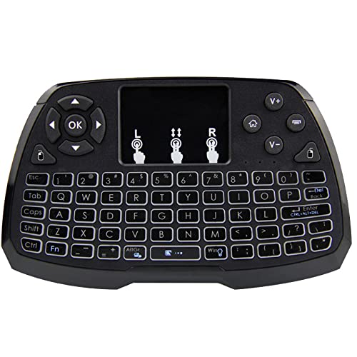 Miritz 2.4GHz Wireless Mini Keyboard with Mouse Touchpad Remote Control, LED Backlit Colorful, USB Liion Battery Charging Black
