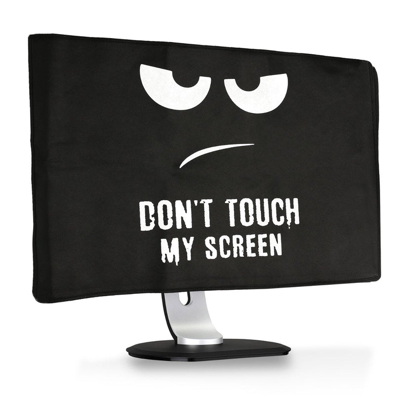 kwmobile Computer Monitor Cover Compatible with 24-26" Monitor - Don't Touch My Screen White/Black Don't Touch My Screen 02-01