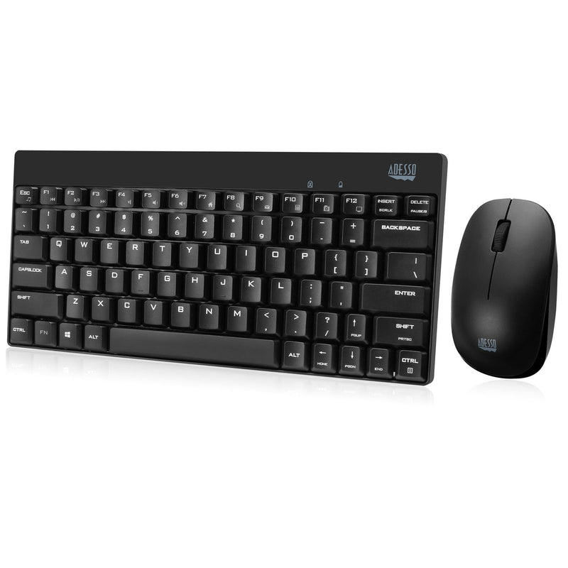 Adesso WKB-1100CB Natural Ergonomic Wireless Spill Resistant Mini Keyboard & Mouse Combo