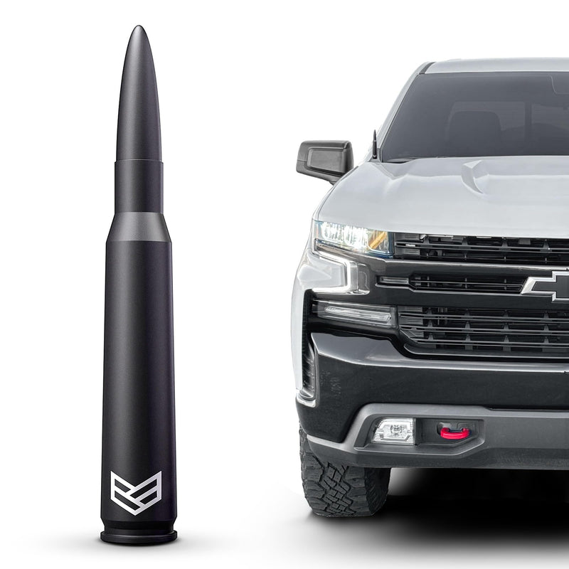 [AUSTRALIA] - RONIN FACTORY Bullet Antenna Chevy Silverado & GMC Sierra Trucks - 50 Cal Truck Antenna Accessories - Anti Theft - Carwash Safe - Short Replacement Antenna TuffLock Antenna Chevy & GMC 