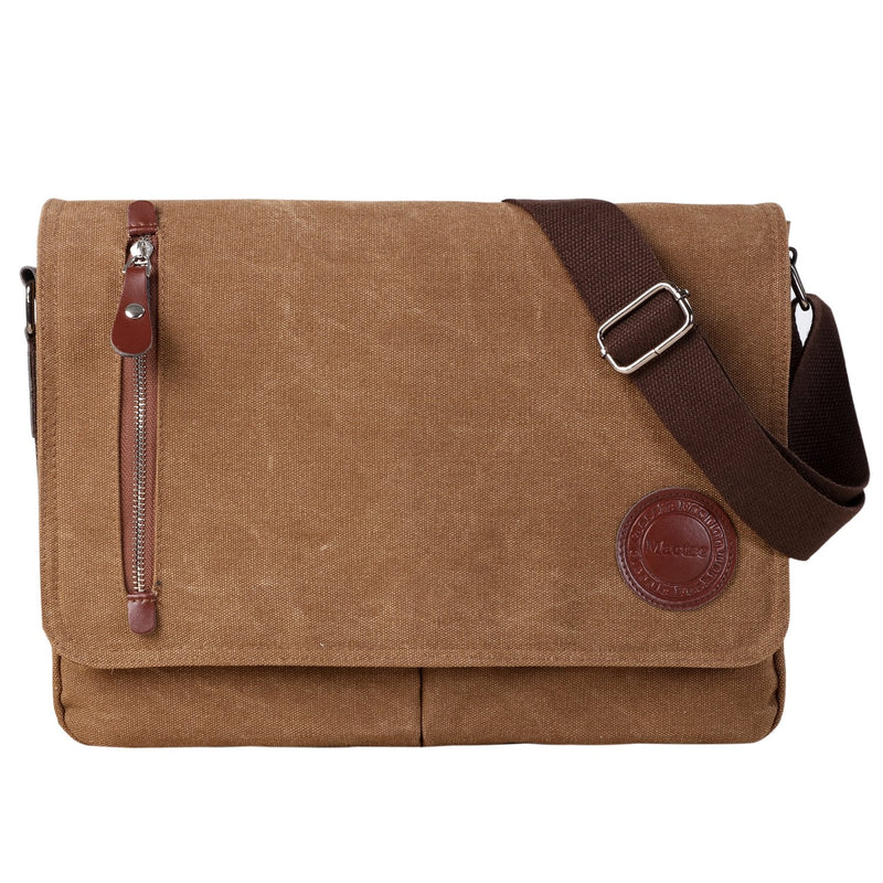 Vintage Canvas Satchel Messenger Bag for Men Women,Travel Shoulder bag 13.5" Laptop Bags Bookbag (Coffee) Coffee