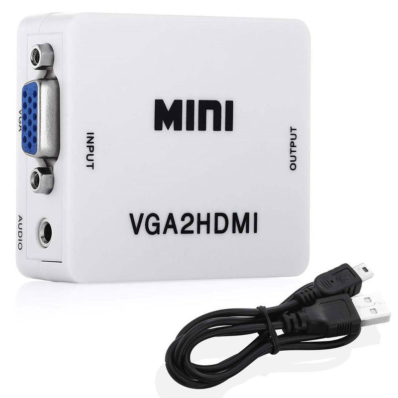 Micro Traders VGA to HDMI Converter HD 1080P HDTV Video Audio Adapter with Audio Box Adapters Compatible with PC Laptop