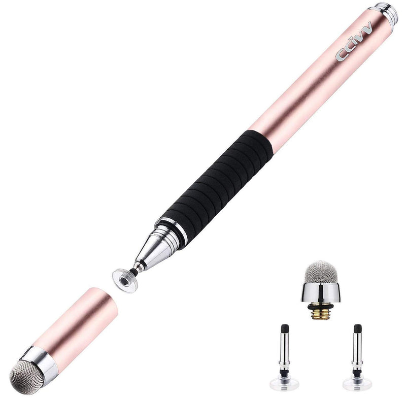 CCIVV Stylus Pen 2 in 1 Fine Point & Mesh Tip for Touch Screen, Compatible for Tablet and Cellphone (1Pc, Rose Gold) 1Pc