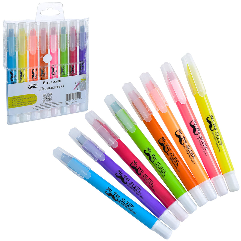 Mr. Pen No Bleed Gel Highlighter, Bible Highlighters, Assorted Colors, Pack of 8