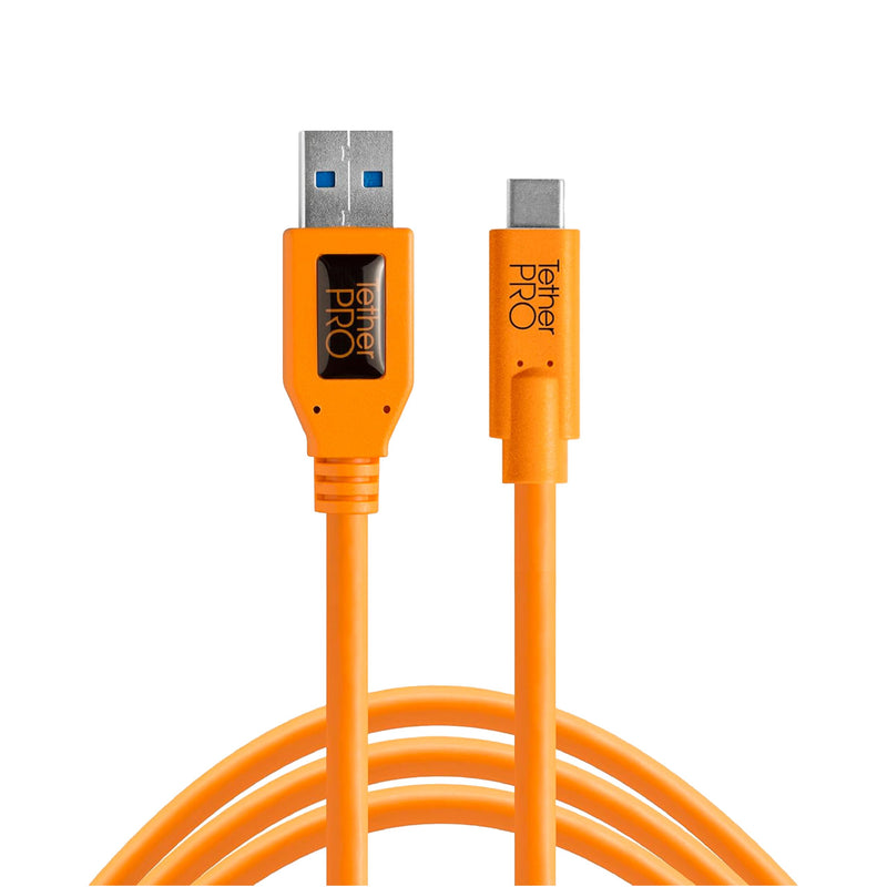 Tether Tools TetherPro USB 3.0 USB-C Cable | For Fast Transfer and Connection Between Camera and Computer | Non-Reflective Black | Fast Reliable Data Transfer Orange