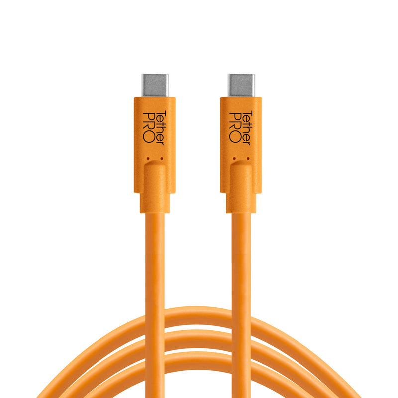 TetherPro USB-C to USB-C, 5Gbps Gen 1, 15' (4.6m), High-Visibility Orange | Fast Reliable Data Transfer | For Photographers & Digital Techs | Weather-Resistant Durable Design | 1-Year Cable Warranty 15' (4.6m)