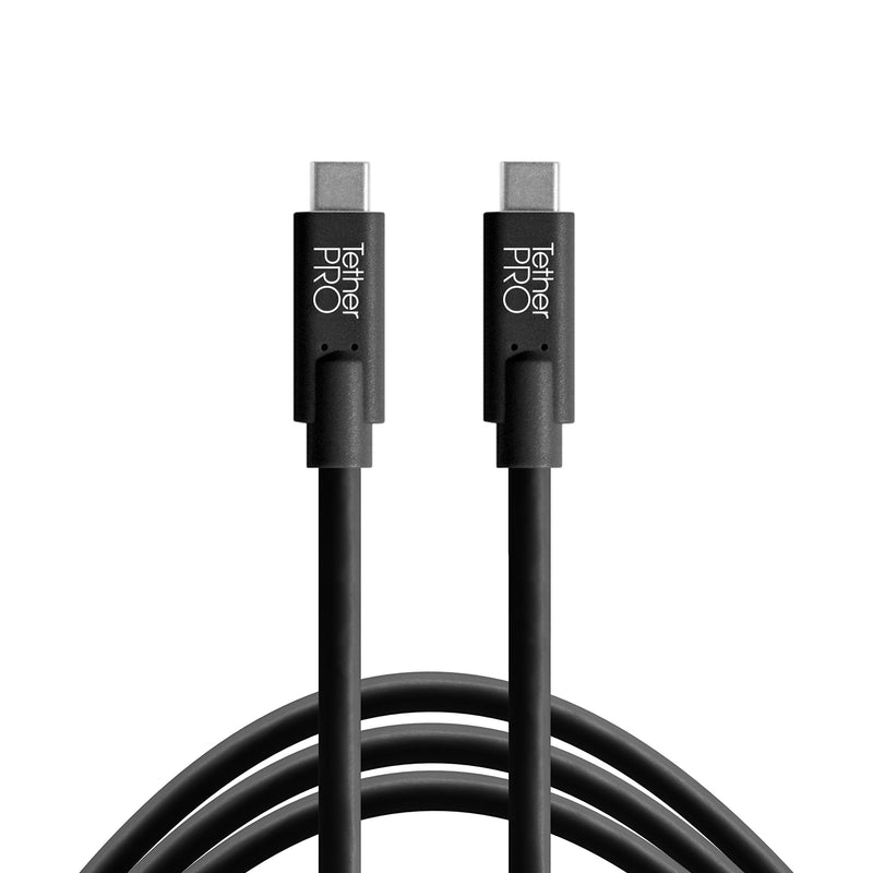 TetherPro USB-C to USB-C, 5Gbps Gen 1, 15' (4.6m), Non-Reflective Black | Fast Reliable Data Transfer | For Photographers & Digital Techs | Weather-Resistant Durable Design | 1-Year Cable Warranty 15' (4.6m) black / black