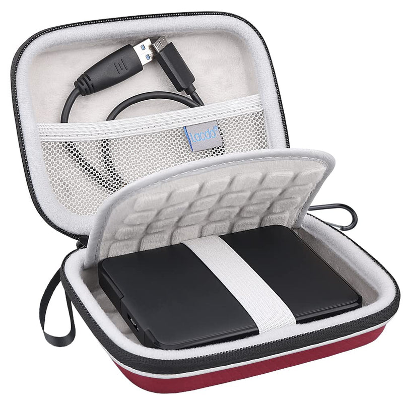 Lacdo Hard Drive Case for Seagate Portable Expansion Seagate One Touch Seagate Game Drive Seagate Backup Plus Slim Portable External Hard Drive 1TB 2TB 3TB 4TB 5TB USB 3.0 2.5 Inch Travel Bag, Red