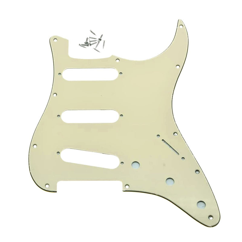 [AUSTRALIA] - Dopro 11 Hole Vintage 62 Strat ST SSS Single Coil Pickups Guitar Pickguard Scratch Plate with Screws for American FD 62 Stratocaster Aged White 3 Ply 