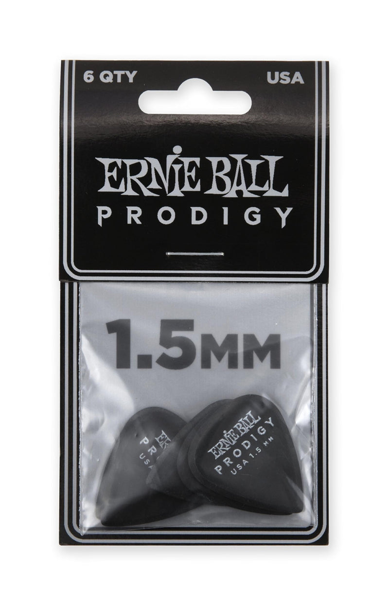 Ernie Ball Prodigy Guitar Picks, Standard, Black 1.5mm, 6-pack (P09199) Black (1.5mm)