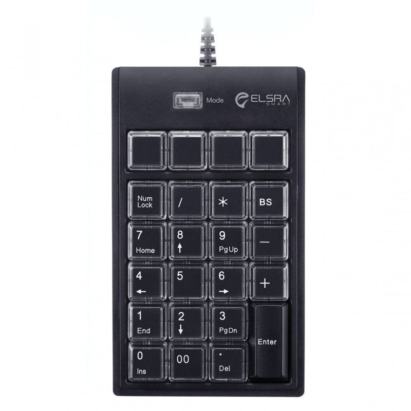 ELSRA USB Wired Programming Numeric Keypad ControlPad Black PK-2068(23 Key, 2-Level programmable, 2 USB Hub) for Windows