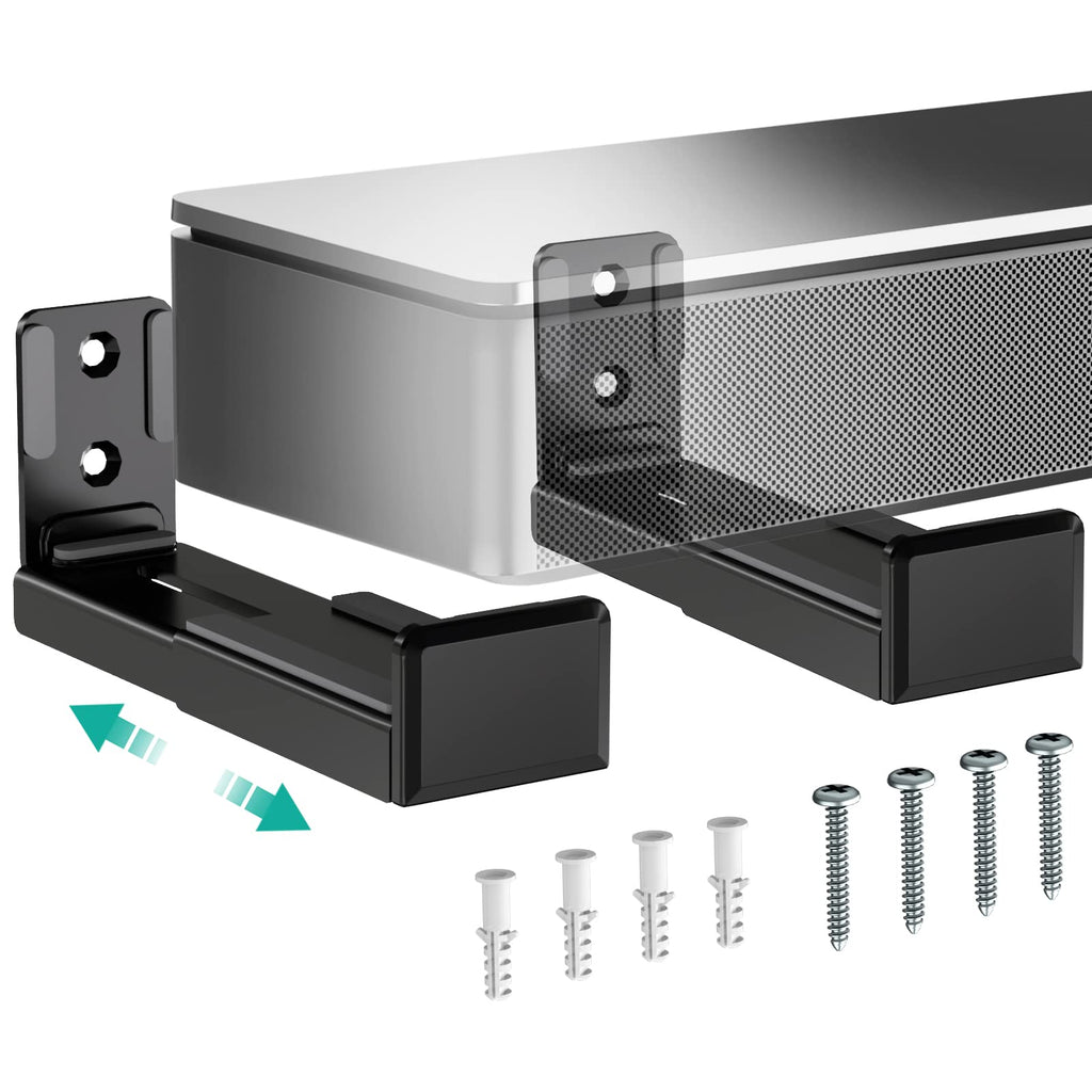 WALI Universal Soundbar Wall Mount, Center Channel Speaker Wall Mount Dual Bracket Hold up to 33 lbs, Arms Extend Adjustment from 3.5 to 6.1 inch (SLK202), Black